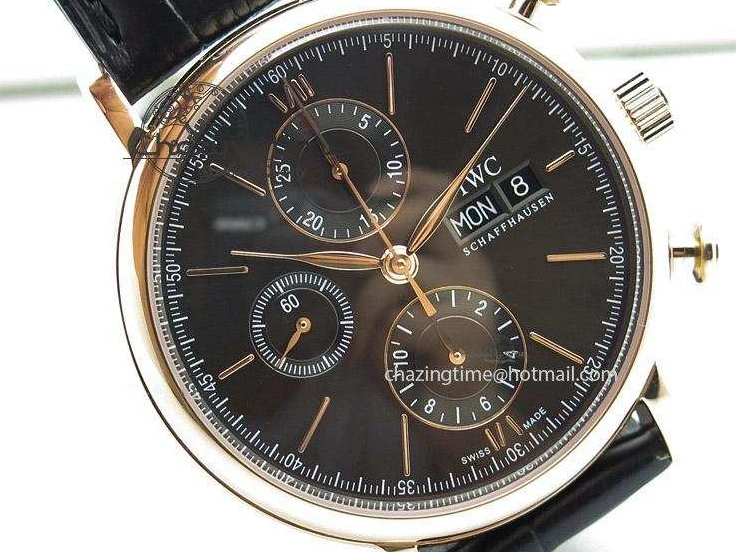 MIROTIME 0518 Portofino Chrono RG Black Dial on Black Leather Strap A HighPerformance 7389